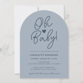 Oh Baby Minimalist Arch Dusty Blue Boy Baby shower Kaart (Voorkant)