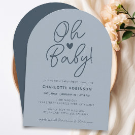Oh Baby Minimalist Arch Dusty Blue Boy Baby shower Kaart