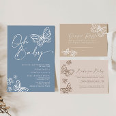 Oh Baby Minimalist Boy Baby shower Invitation Kaart