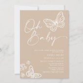 Oh Baby Minimalist Neutral Baby shower Invitation Kaart (Voorkant)
