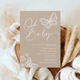 Oh Baby Minimalist Neutral Baby shower Invitation Kaart