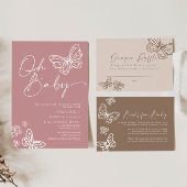 Oh Baby Minimalist Pink Baby shower Invitation Kaart