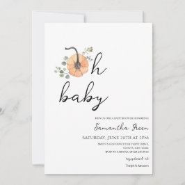 Oh Baby Minimalist Pumpkin Baby shower Invitation Kaart