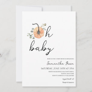 Oh Baby Minimalist Pumpkin Baby shower Invitation Kaart