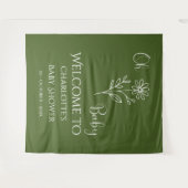 Oh Baby Minimalist Wildflower Baby Shower Backdrop Wandkleed (Voorkant (horizontaal))