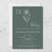 Oh Baby Minimalist Wildflower Baby Shower Kaart (Voorkant)