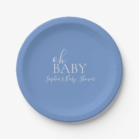 Oh Baby minimalistisch Baby shower Papieren Bordje (Voorkant)