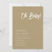 Oh Baby minimalistisch bruin licht Baby shower Kaart (Voorkant)
