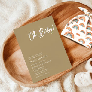 Oh Baby minimalistisch bruin licht Baby shower Kaart