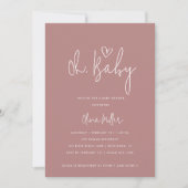 Oh Baby minimalistisch Dusty Roos Baby shower Kaart (Voorkant)