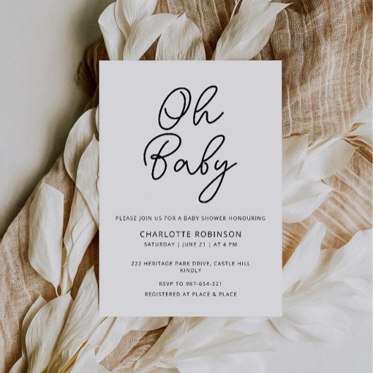 Oh Baby minimalistisch eenvoudig Baby shower Kaart