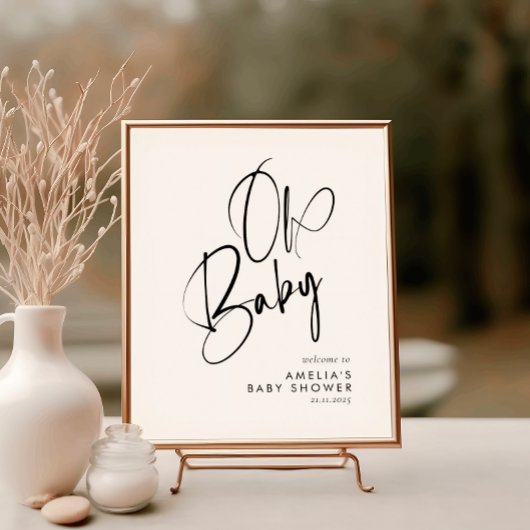 Oh Baby minimalistisch elegant handgeschreven scri Poster