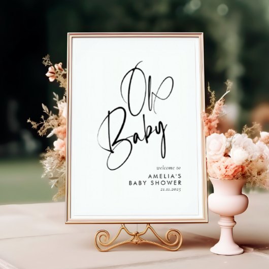 Oh Baby minimalistisch elegant handgeschreven scri Poster