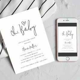 Oh Baby minimalistisch Genderneutraal Baby shower Kaart