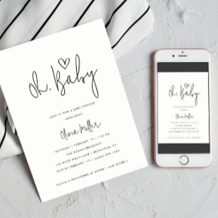 Oh Baby minimalistisch Genderneutraal Baby shower Kaart