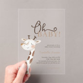 Oh Baby! Minimalistisch Giraffe Baby shower Acryl Uitnodigingen (Insitu (Draagbaar))