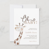 Oh Baby! Minimalistisch Giraffe Baby shower Kaart (Voorkant)