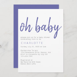 Oh Baby minimalistisch modern Baby shower Kaart