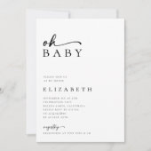 Oh Baby Minimalistisch Modern Script Baby shower Kaart (Voorkant)