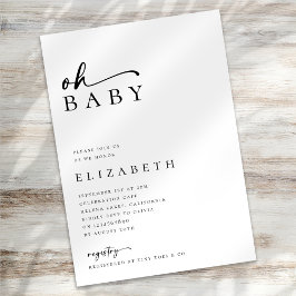 Oh Baby Minimalistisch Modern Script Baby shower Kaart