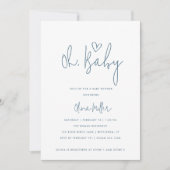 Oh Baby minimalistisch mosterd blauw en wit Baby s Kaart (Voorkant)