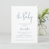 Oh Baby minimalistisch mosterd blauw en wit Baby s Kaart (Staand voorkant)
