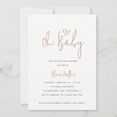 Oh Baby minimalistisch Roos-wit Baby shower Kaart (Voorkant)