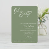 Oh Baby minimalistisch Sage Green Baby shower Kaart (Staand voorkant)