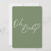 Oh Baby minimalistisch Sage Green Baby shower Kaart (Achterkant)