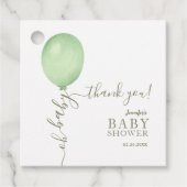 Oh Baby Minimalistisch Sage Green Balloon Baby sho Bedankjes Labels (Voorkant)