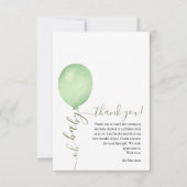 Oh Baby Minimalistisch Sage Green Balloon Baby sho Bedankkaart (Voorkant)