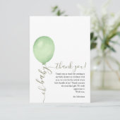 Oh Baby Minimalistisch Sage Green Balloon Baby sho Bedankkaart (Staand voorkant)