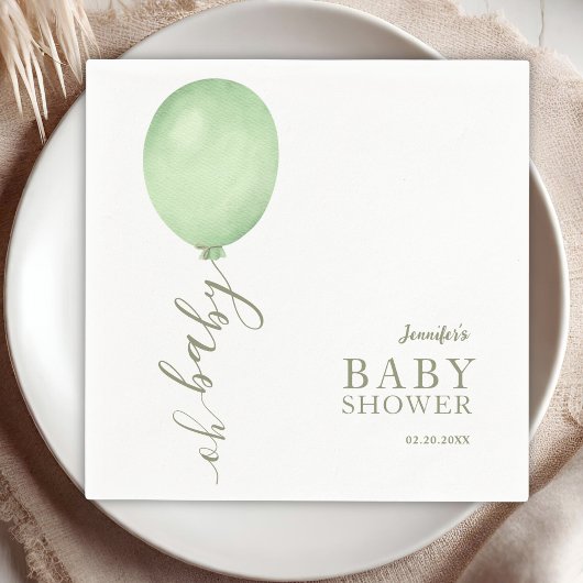 Oh Baby Minimalistisch Sage Green Balloon Baby sho Servet