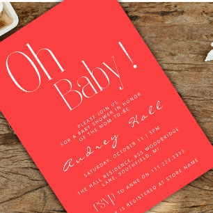 Oh Baby Minimalistische Fluo Roze Oranje Baby Show Kaart