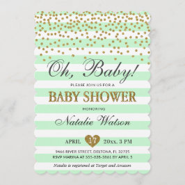 Oh Baby Mint Green Gold Genderneutraal Baby shower Kaart
