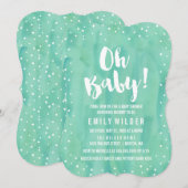 Oh Baby Mint Green Waterverf Baby shower Kaart (Voorkant / Achterkant)