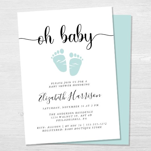 Oh Baby Mint Groen Baby shower Kaart