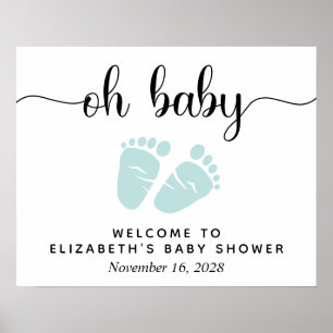 Oh Baby Mint Voeten Baby Shower Welkom Bord Poster