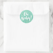 Oh Baby Mint Waterverf Baby shower Ronde Sticker (Tas)
