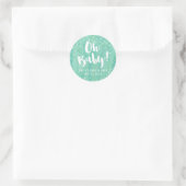 Oh Baby Mint Waterverf Baby shower Ronde Sticker (Tas)
