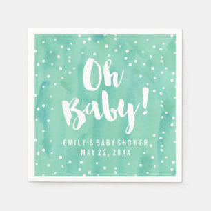 Oh Baby Mint Waterverf Baby shower Servetten