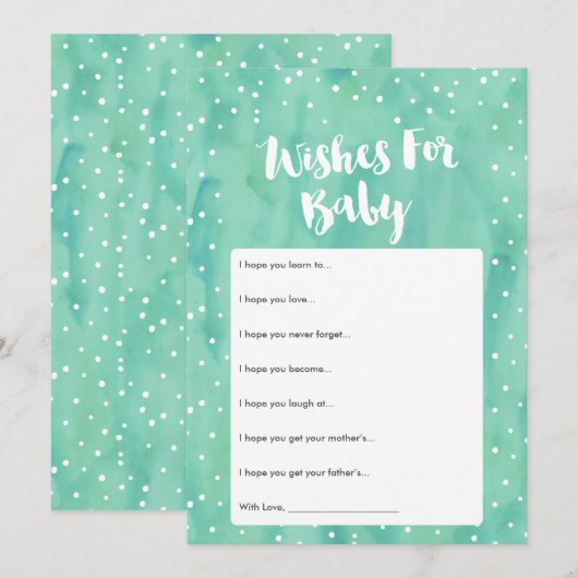 Oh Baby Mint Waterverf Baby shower wenst Kaart (Voorkant / Achterkant)