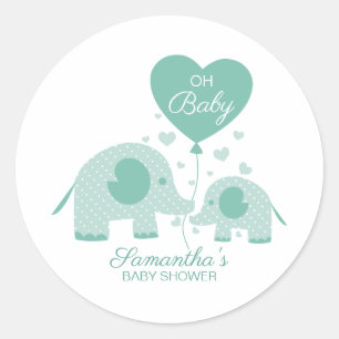 Oh Baby Mintgroene Olifant Baby Shower Favor Ronde Sticker