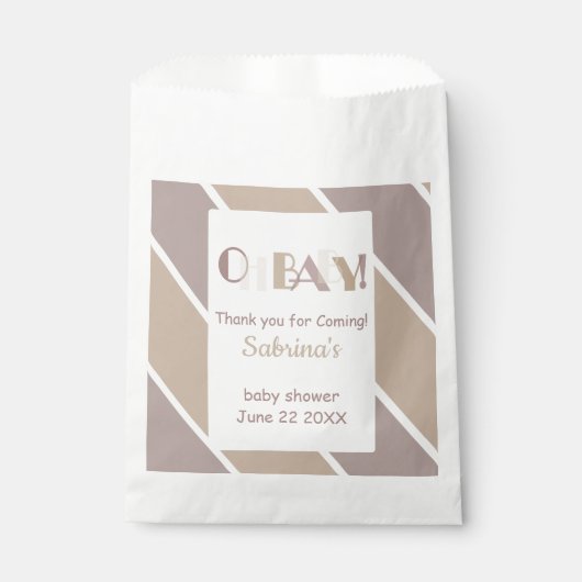 Oh Baby Mocha Modern Baby shower Favorietentas Bedankzakje (Voorkant)
