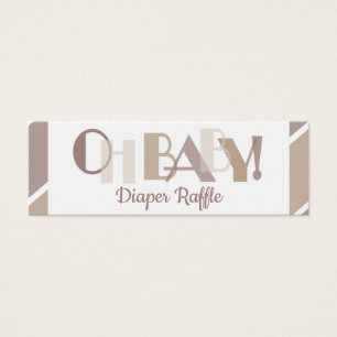 Oh Baby Mocha Moderne Typografie Luier Raffle Mini Visitekaartjes