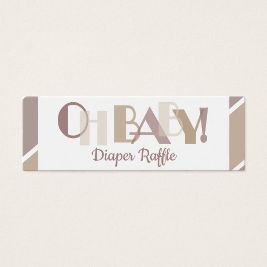 Oh Baby Mocha Moderne Typografie Luier Raffle Mini Visitekaartjes (Voorkant)