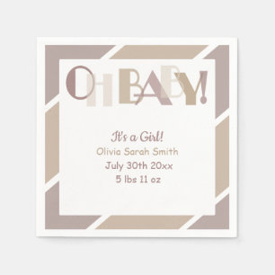 Oh Baby Mocha Typografie Modern Baby shower Servet