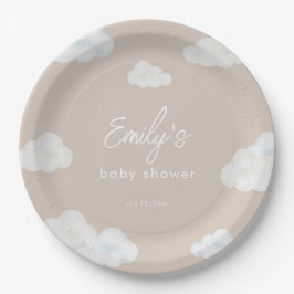 Oh Baby Modern Beige Cloud Baby shower Borden Papieren Bordje