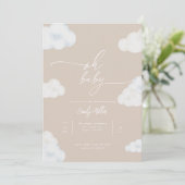 Oh Baby Modern Beige Cloud Baby shower Invitation Kaart (Staand voorkant)