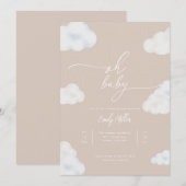 Oh Baby Modern Beige Cloud Baby shower Invitation Kaart (Voorkant / Achterkant)